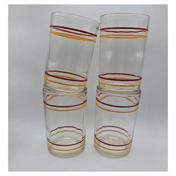 1950's Red and Yellow Striped Glass Set Size Sm - Picture 3 of 7